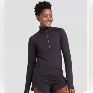 Women’s Activewear Black Quarter-Zip Long Sleeve. Size Medium.